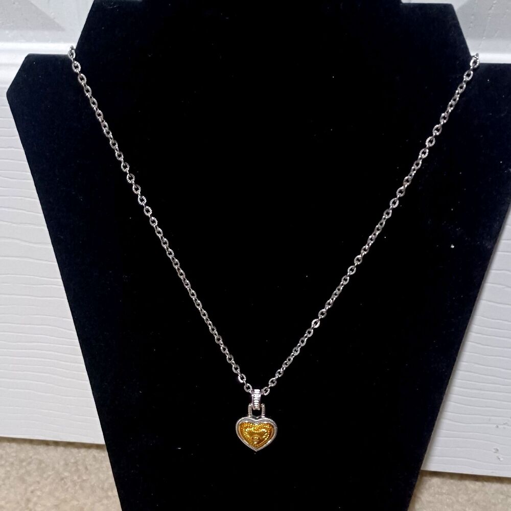 DIAMONDS INTERNATIONAL Silver-Toned Gold Heart Pendant Necklace, 18"